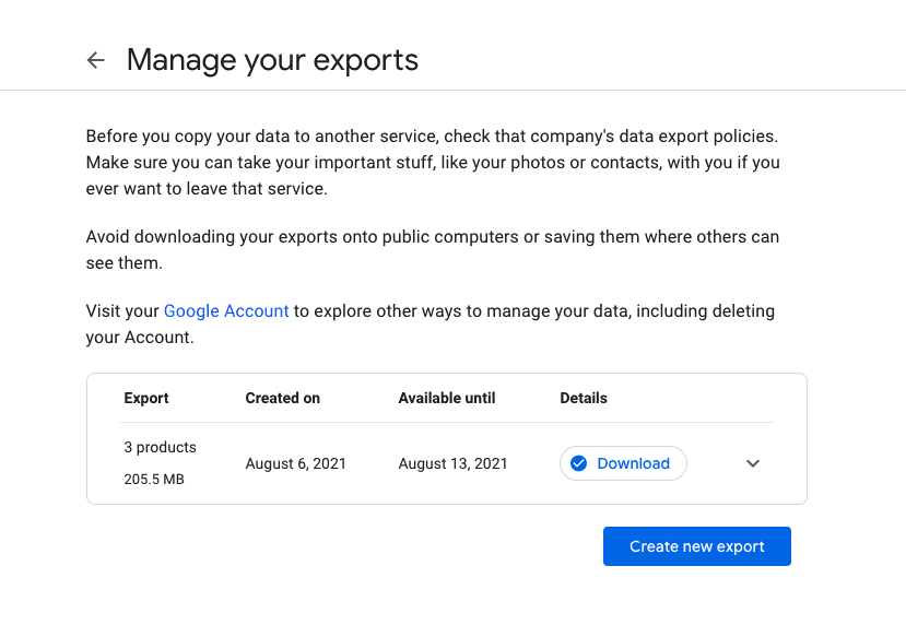 google data takeout for best life app by llif