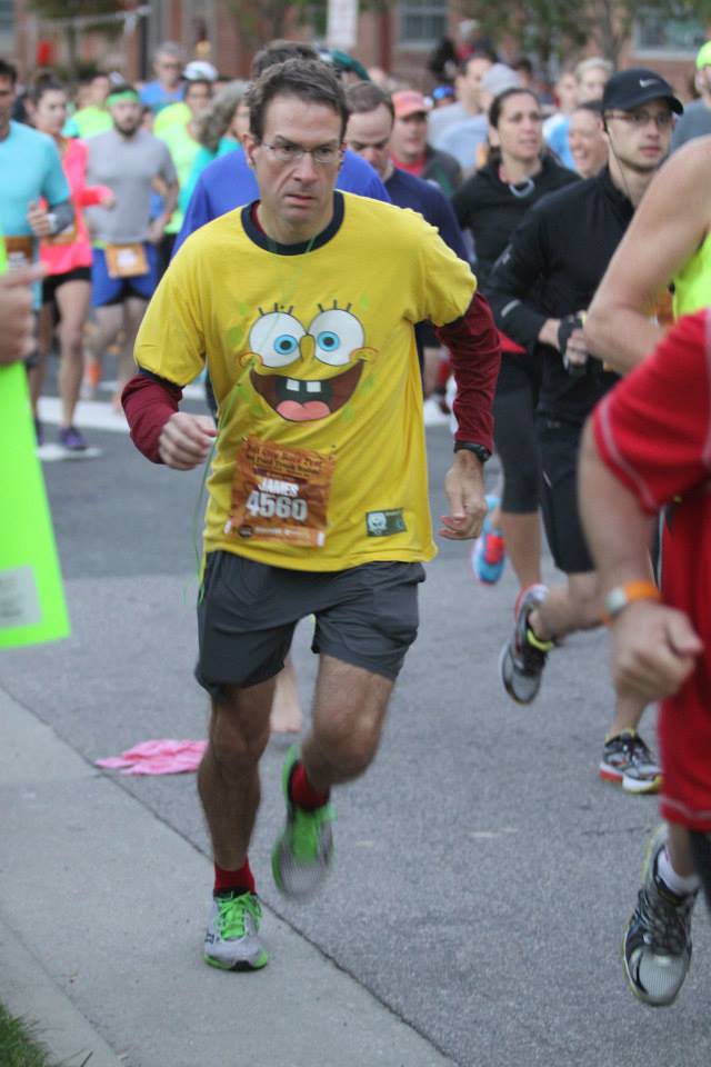 jim french of llif in spongebob shirt running a marathon