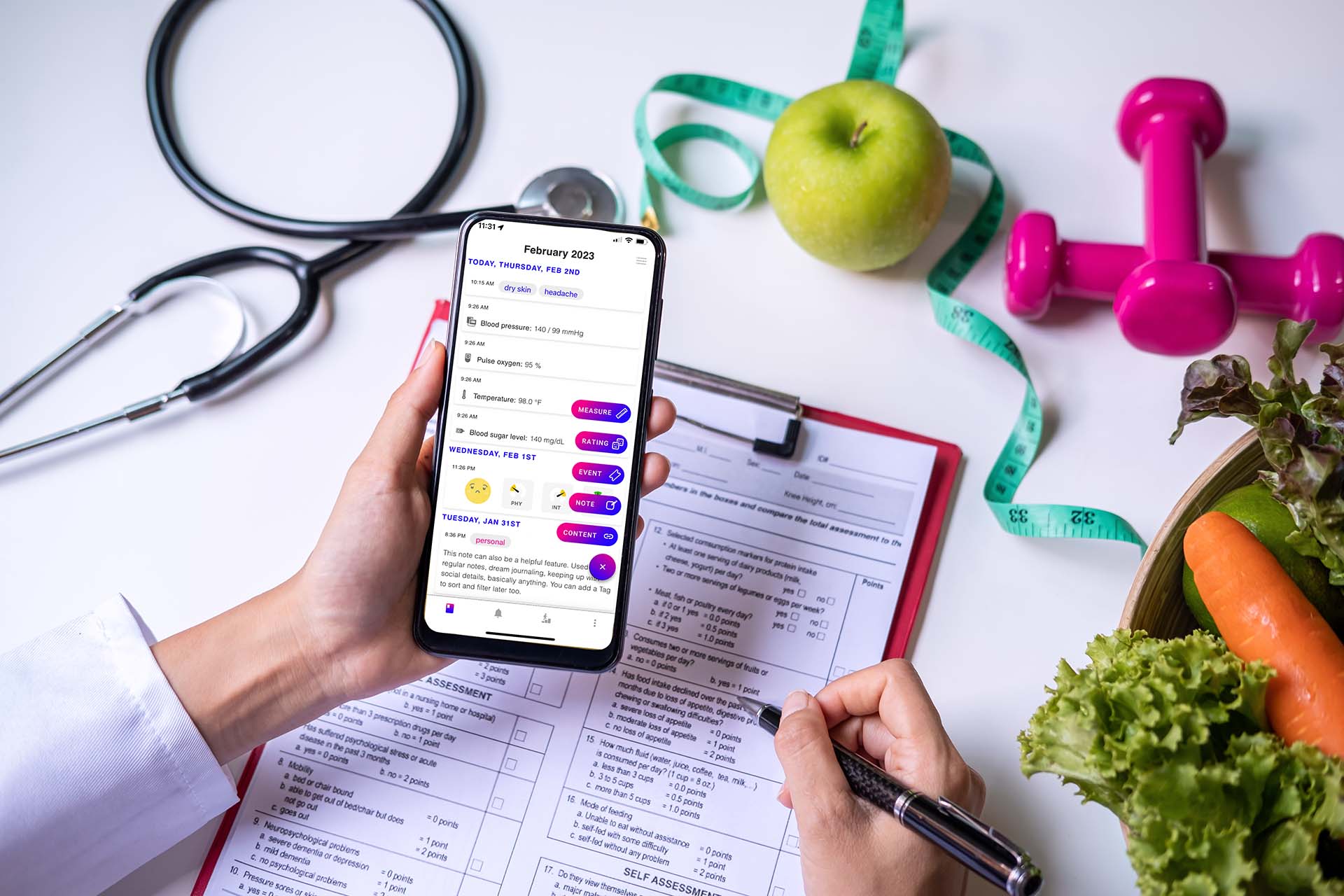a symptom diary or patient log can help physicians identify underlying triggers and associated symptoms