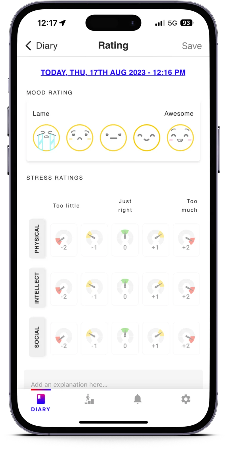 best life app to track anything quantified self app example mood diary and stress rating