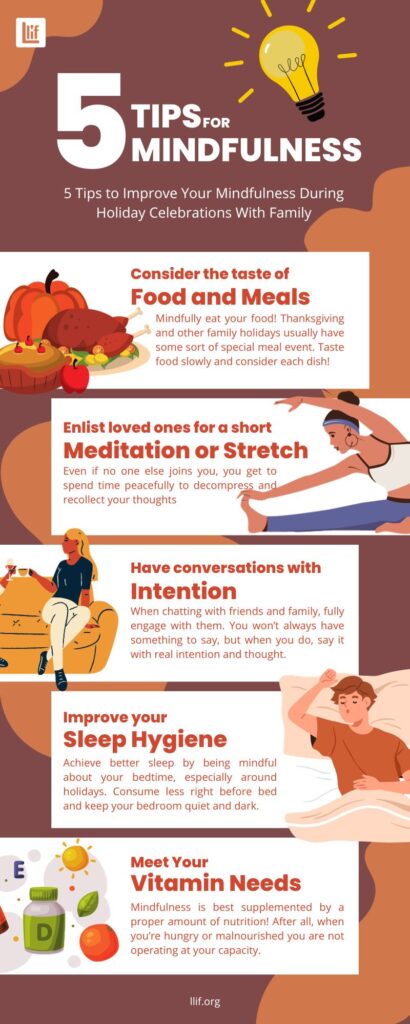 mindfulness tips infographic created by llif.org for a mindfulness app best life