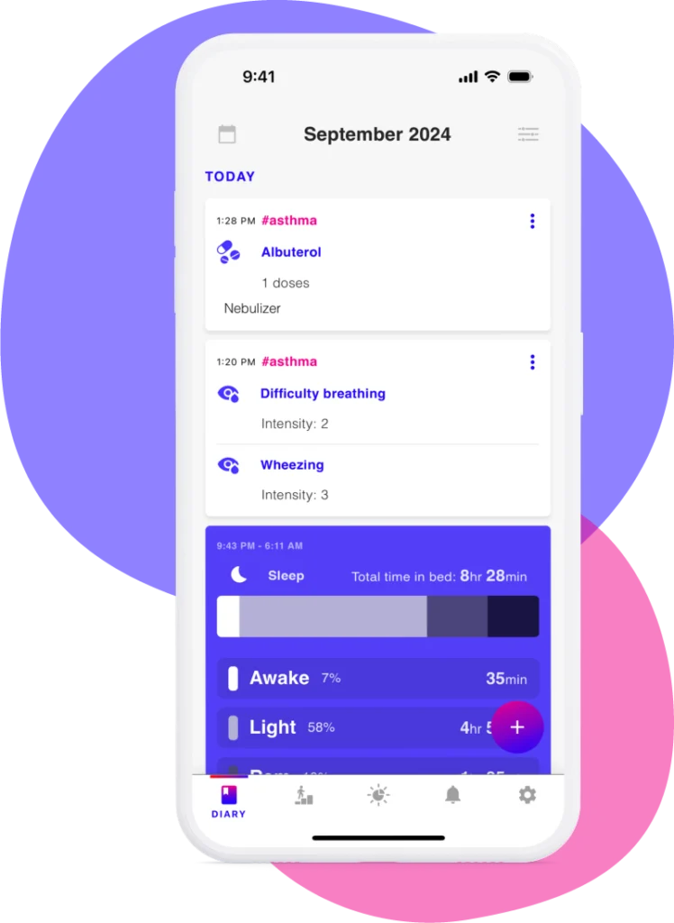 best life asthma app diary example