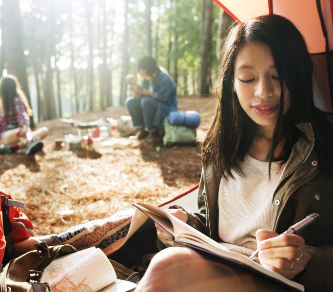 Girl Writing Journal Tent Concept